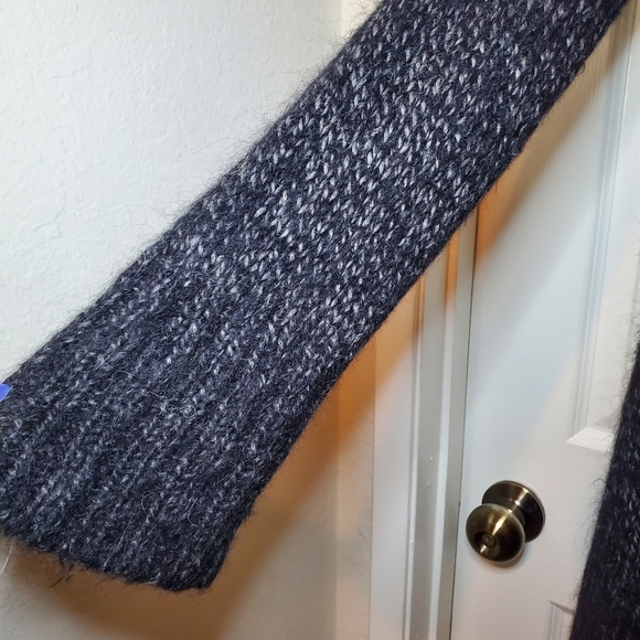 Eileen Fisher Wool Alpaca Cardigan Sweater Open Gray Black Draped Chunky Knit M - Picture 2 of 10